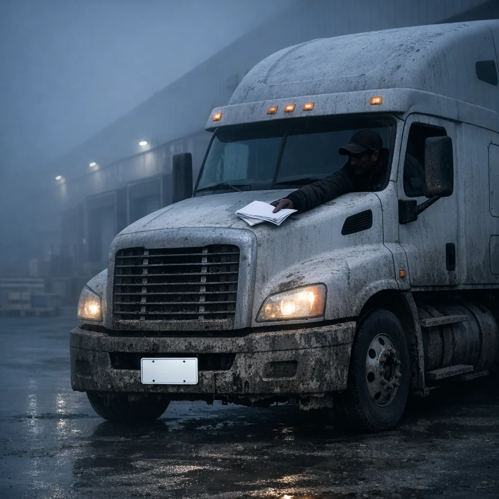Грузовик с поддельными номерами и документами на погрузке — машина-призрак